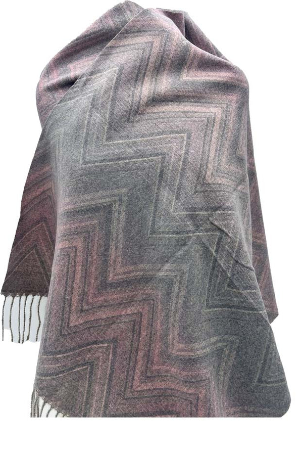 Opulent Zigzag Cashmere Shawl